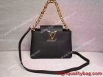 Higher Quality Copy Louis Vuitton Capucines Mini Chain Womens Black Handbag For Low Price
